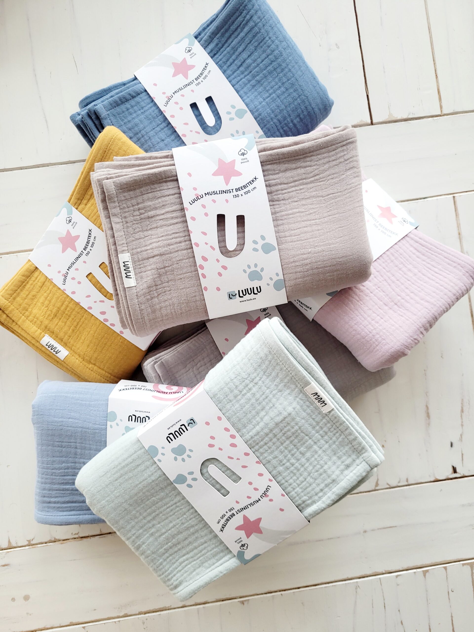 Luulu kolmekordsest musliinist beebitekk-mähkimislina, 130 x 100cm 2