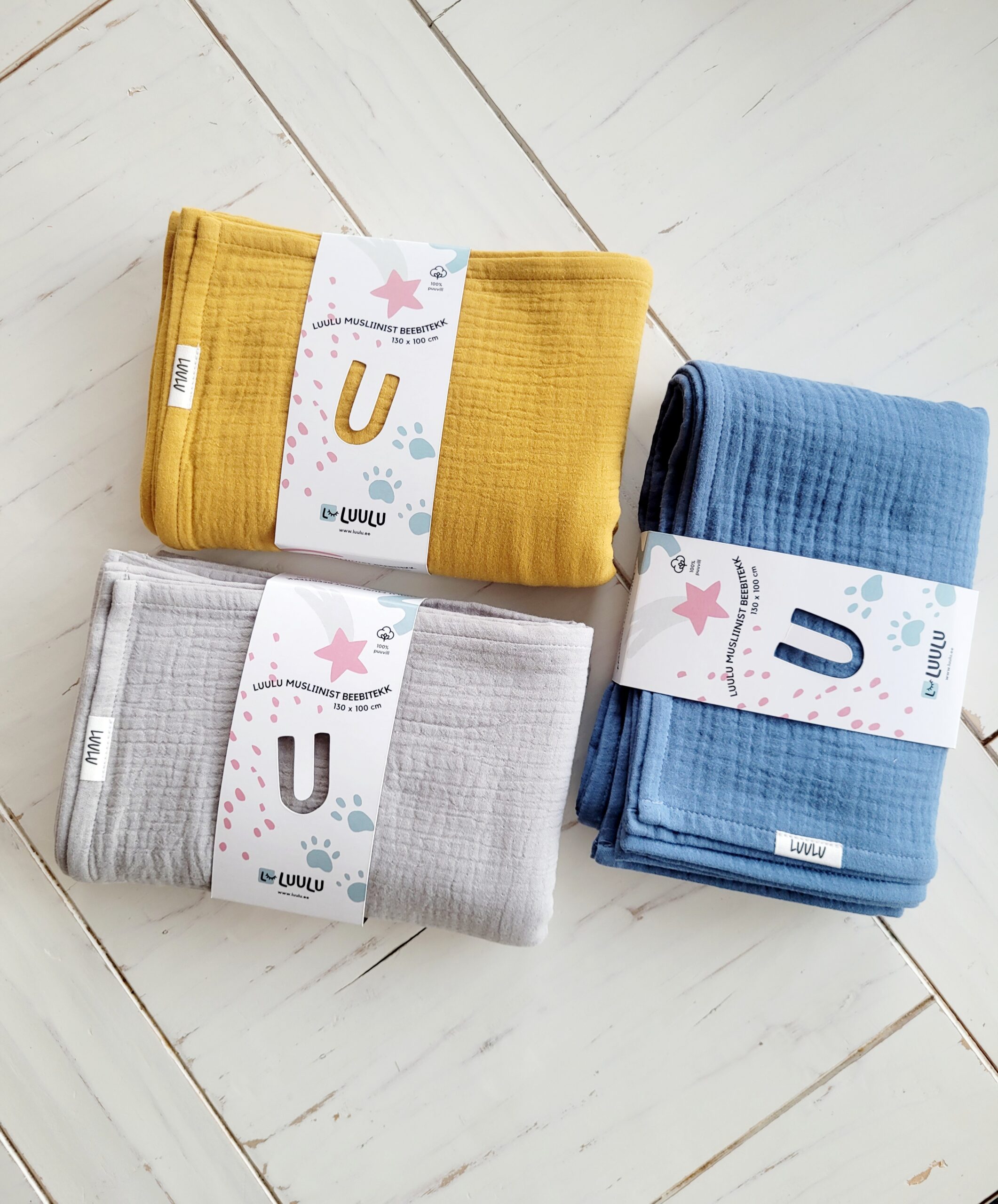 Luulu kolmekordsest musliinist beebitekk-mähkimislina, 130 x 100cm 5